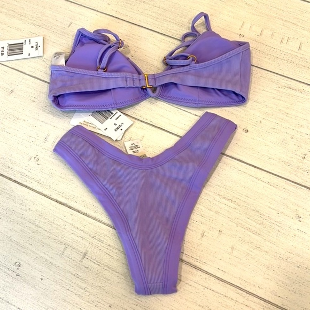 l*space Lilac Ribbed Ring-Detail Bikini Set - Picture 3 of 16
